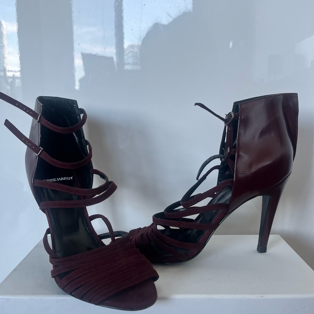 Pierre Hardy Burgundy Strappy Sandals